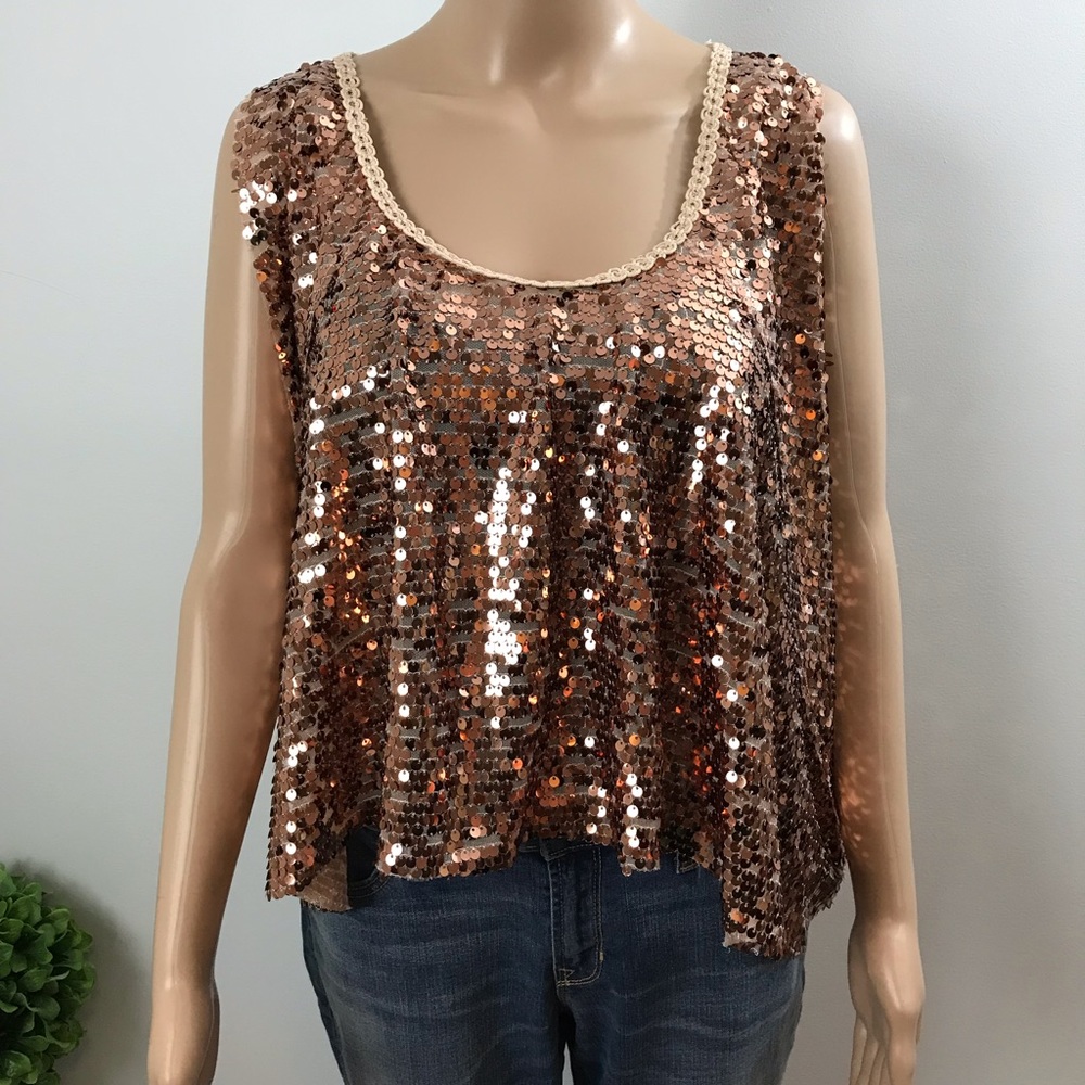 Free People Sequin Cropped Tank Top